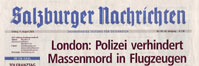 SALZBURGER NACHRICHTEN - Titelseite, Schlagzeile am 11. August 2006
