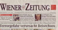 WIENER ZEITUNG - Titelseite, Schlagzeile am 11. August 2006