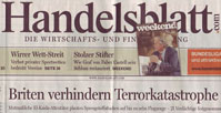 HANDELSBLATT - Titelseite, Schlagzeile am 11. August 2006