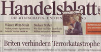 HANDELSBLATT - Titelseite, Schlagzeile am 11. August 2006