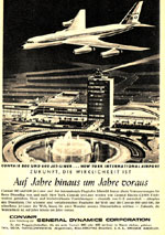 CONVAIR 880 - Motiv aus dem Jahr 1959. Convair war eine Tochter des Triebwerksproduzenten GENERAL DYNAMICS.