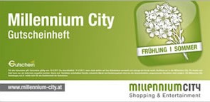 Gutscheinheft Millenium City, Auflage: 100.000, verteilt im Mai 2012 in allen Haushalten des 20. Bezirks und im Einkaufszentrum