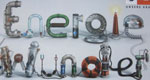 Plakat von WIEN ENERGIE - die Buchstaben sind aus technischen Bauteilen zusammengesetzt. Bild WEBSCHOOL, Nov. 2010