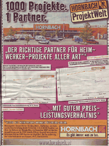 HORNBACH-Inserat in der KRONEN-Zeitung vom 29. Dez. 2007