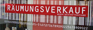 Rumungsverkauf wegen Geschftsauflsung vom 2. Mai bis 31. Juli 2007 Fa. REDGREEN, Nrnberg. Bild: WEBSCHOOL